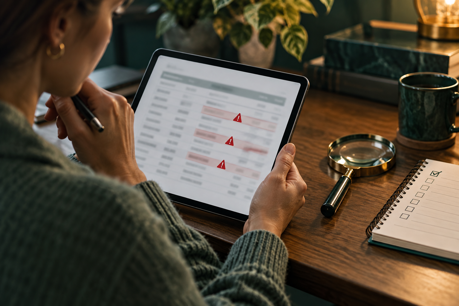 Reading a Credit Report for Signs of Fraud — editorial illustration